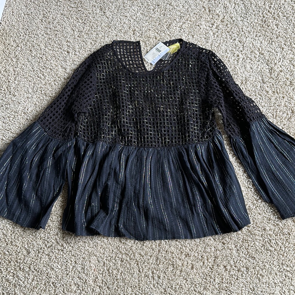 Maeve Blouse Black/Silver Size 6 New With Tags